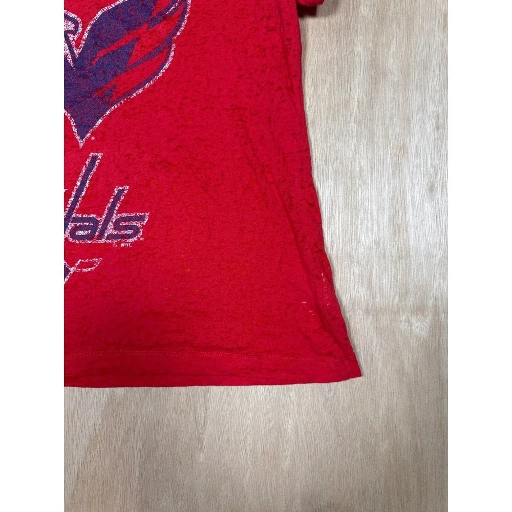 Washington Capitals Womens Red V Neck Glitter Logo T Shirt Pro Size XL - Picture 3 of 10